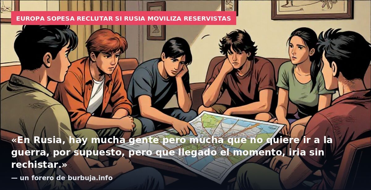 Europa sopesa reclutar si Rusia moviliza reservistas: «En Rusia, hay mucha gente pero mucha que no quiere ir a la guerra, por supuesto, pero que llegado el momento, iria sin rechistar.» — un forero de burbuja.info
