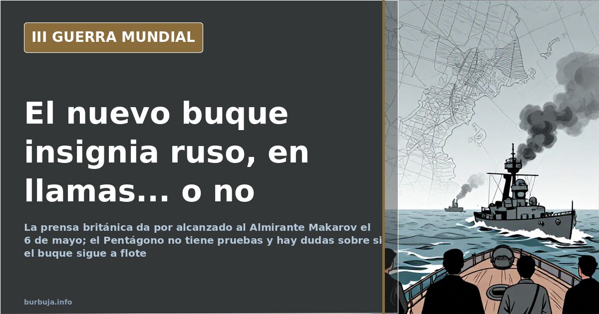 Silueta de una fragata rusa clase Grigorovich en el Mar Negro con humo lejano en el horizonte, ilustración documental desatur