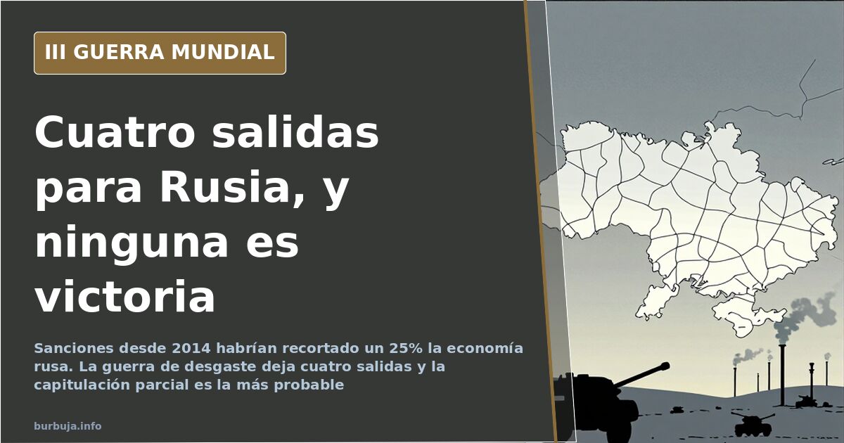 Ilustración documental desaturada sobre la guerra de desgaste en Ucrania, con mapa, siluetas de artillería y humo lejano en e