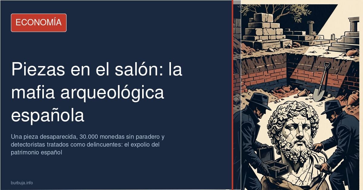 Detector de metales rastreando un yacimiento arqueológico español, símbolo del debate sobre el expolio del patrimonio
