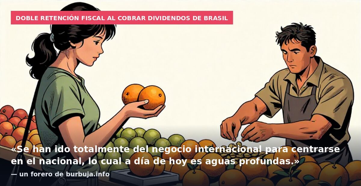 Doble retención fiscal al cobrar dividendos de Brasil: «Se han ido totalmente del negocio internacional para centrarse en el nacional, lo cual a día de hoy es aguas profundas.» — un forero de burbuja.info