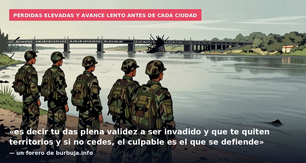Pérdidas elevadas y avance lento antes de cada ciudad: «es decir tu das plena validez a ser invadido y que te quiten territorios y si no cedes, el culpable es el que se defiende» — un forero de burbuja.info