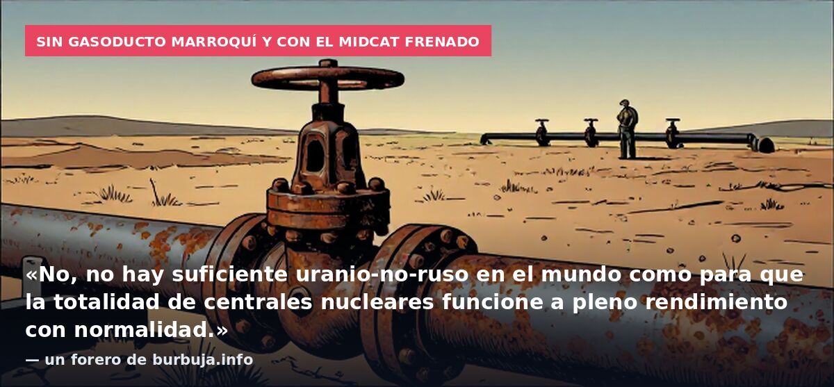 Sin gasoducto marroquí y con el Midcat frenado: «No, no hay suficiente uranio-no-ruso en el mundo como para que la totalidad de centrales nucleares funcione a pleno rendimiento con normalidad.» — un forero de burbuja.info