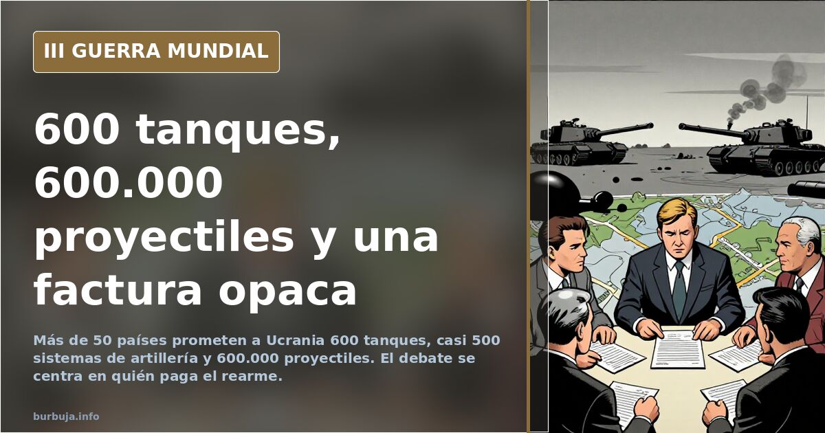 Mapa de la cumbre de la OTAN en Madrid rodeado de siluetas de tanques, artillería y proyectiles en tonos desaturados