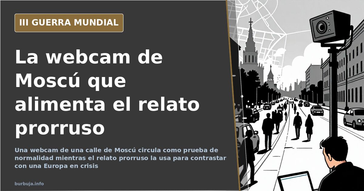 Calle de Moscú en verano con gente paseando, escena difundida desde una webcam en directo