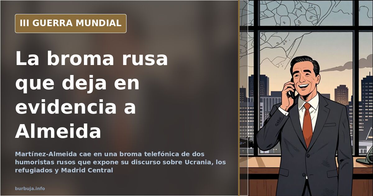 Teléfono y micrófono sobre un mapa de Europa del Este, ilustración de la broma rusa al alcalde de Madrid