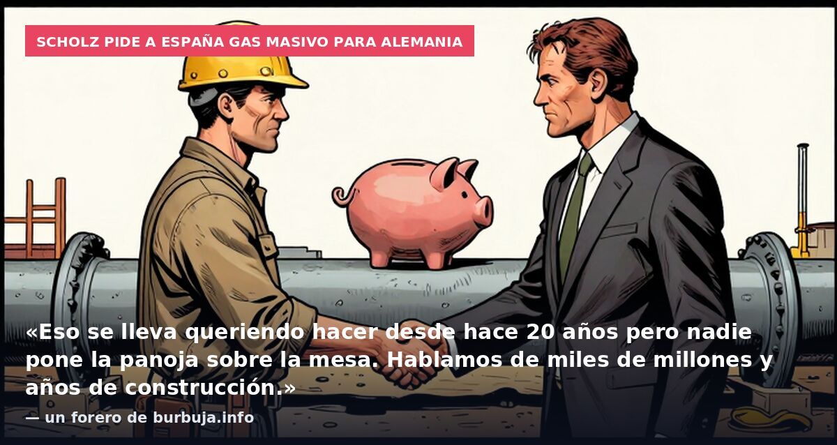 Scholz pide a España gas masivo para Alemania: «Eso se lleva queriendo hacer desde hace 20 años pero nadie pone la panoja sobre la mesa. Hablamos de miles de millones y años de construcción.» — un forero de burbuja.info