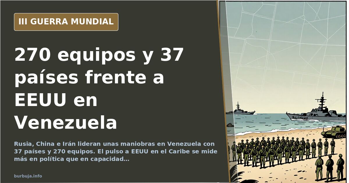 Mapa desaturado del Caribe con siluetas de buques de guerra y columnas de humo en el horizonte durante las maniobras navales 