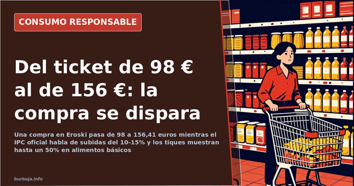 Carrito de la compra con tiques y etiquetas de precios de supermercado, ilustrando la subida del precio de los alimentos