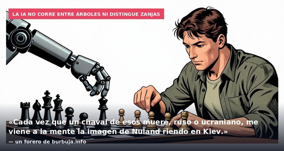 La IA no corre entre árboles ni distingue zanjas: «Cada vez que un chaval de esos muere, ruso o ucraniano, me viene a la mente la imagen de Nuland riendo en Kiev.» — un forero de burbuja.info