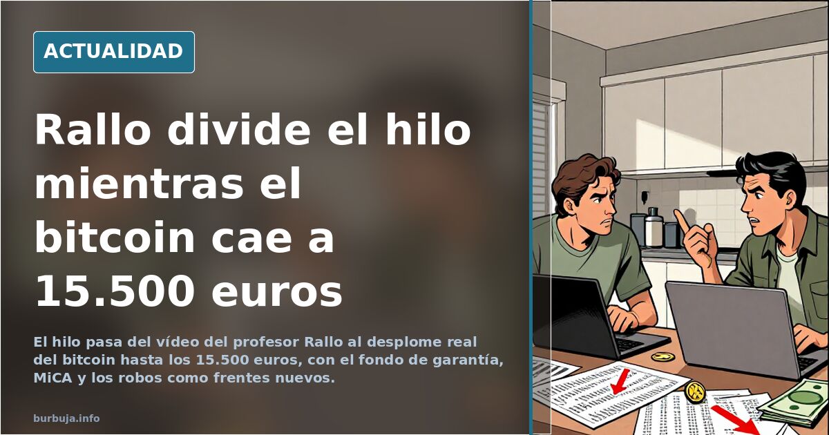 Rallo divide el hilo mientras el bitcoin cae a 15.500 euros