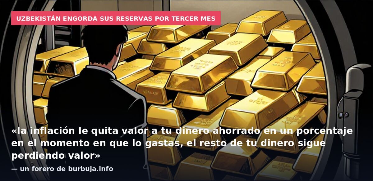 Uzbekistán engorda sus reservas por tercer mes: «la inflación le quita valor a tu dinero ahorrado en un porcentaje en el momento en que lo gastas, el resto de tu dinero sigue perdiendo valor» — un forero de burbuja.info