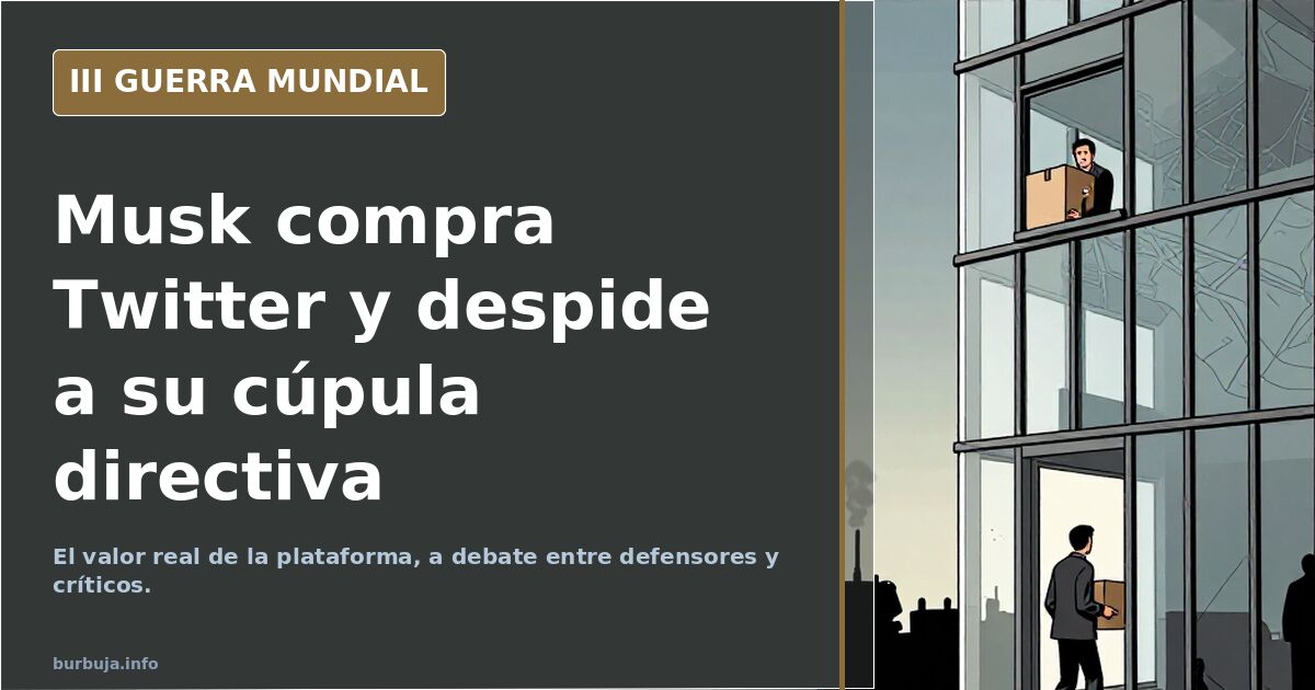 Fachada de un edificio de oficinas con el logotipo azul del pájaro de Twitter, ilustración documental de tonos desaturados
