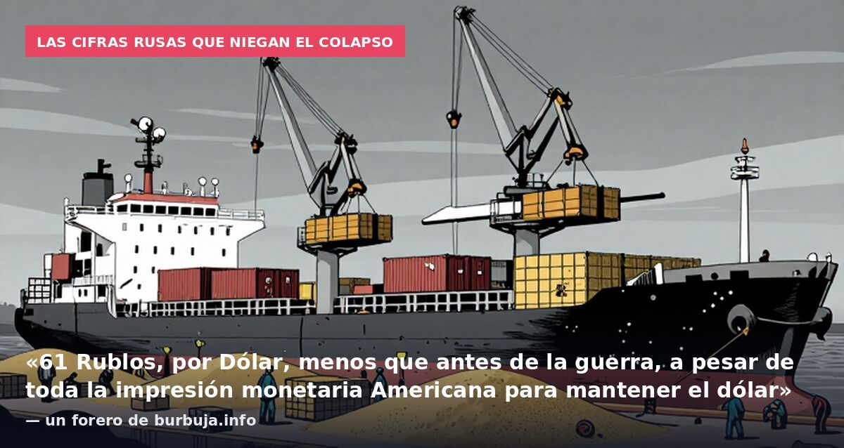 Las cifras rusas que niegan el colapso: «61 Rublos, por Dólar, menos que antes de la guerra, a pesar de toda la impresión monetaria Americana para mantener el dólar» — un forero de burbuja.info