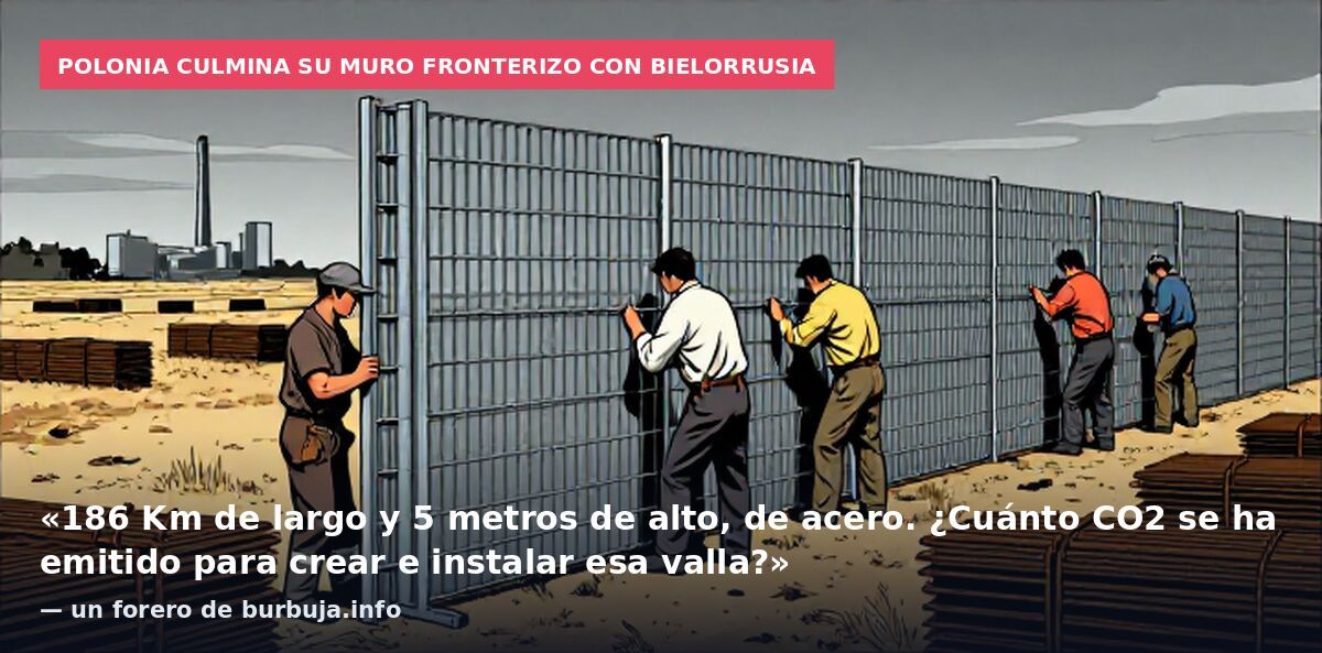 Polonia culmina su muro fronterizo con Bielorrusia: «186 Km de largo y 5 metros de alto, de acero. ¿Cuánto CO2 se ha emitido para crear e instalar esa valla?» — un forero de burbuja.info