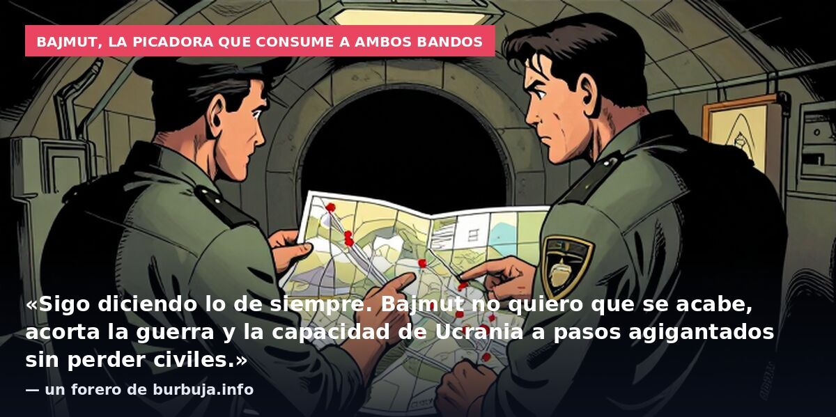 Bajmut, la picadora que consume a ambos bandos: «Sigo diciendo lo de siempre. Bajmut no quiero que se acabe, acorta la guerra y la capacidad de Ucrania a pasos agigantados sin perder civiles.» — un forero de burbuja.info