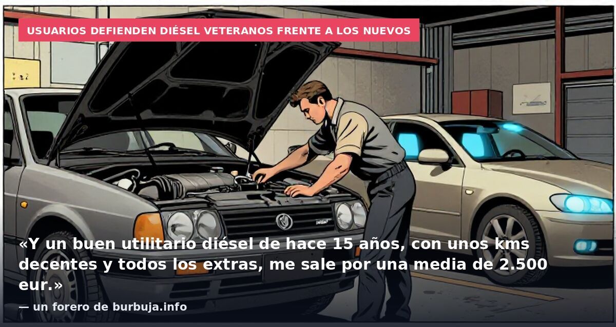 Usuarios defienden diésel veteranos frente a los nuevos: «Y un buen utilitario diésel de hace 15 años, con unos kms decentes y todos los extras, me sale por una media de 2.500 eur.» — un forero de burbuja.info