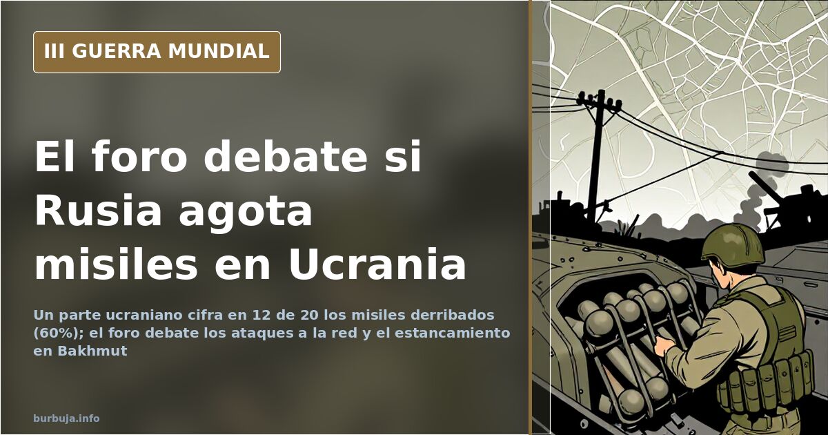 Ilustración con siluetas de lanzaderas de misiles y drones sobre un horizonte con humo, en el contexto de los ataques a Ucran