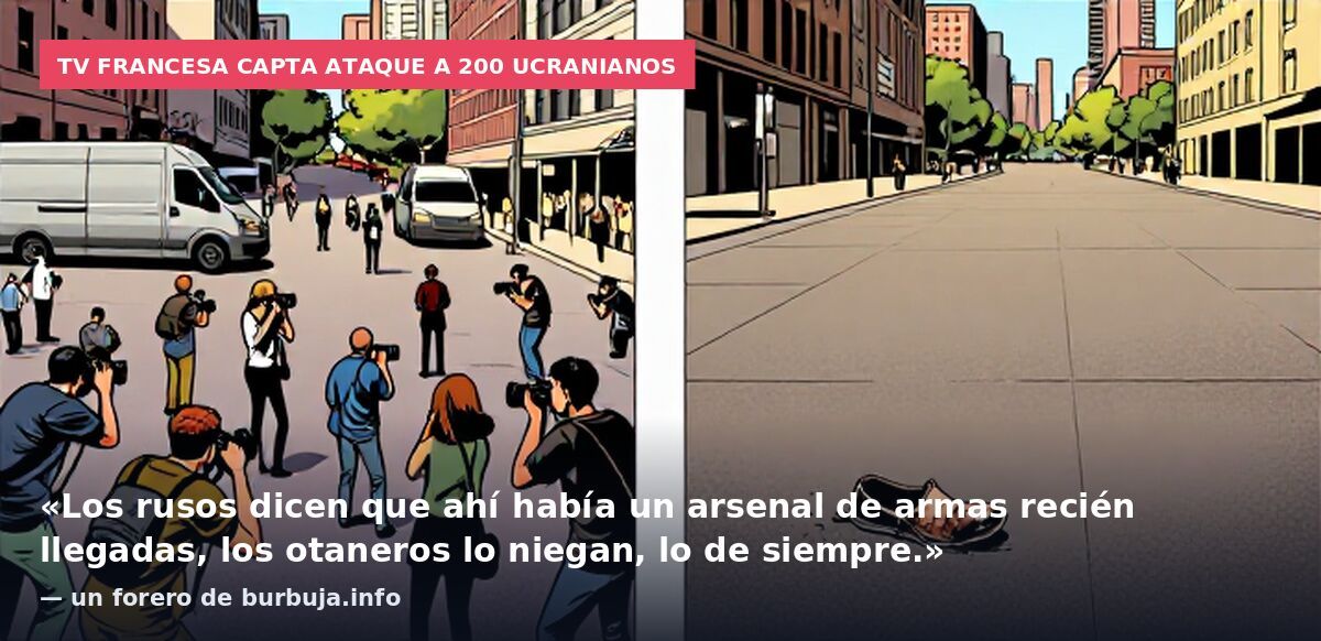 TV francesa capta ataque a 200 ucranianos: «Los rusos dicen que ahí había un arsenal de armas recién llegadas, los otaneros lo niegan, lo de siempre.» — un forero de burbuja.info