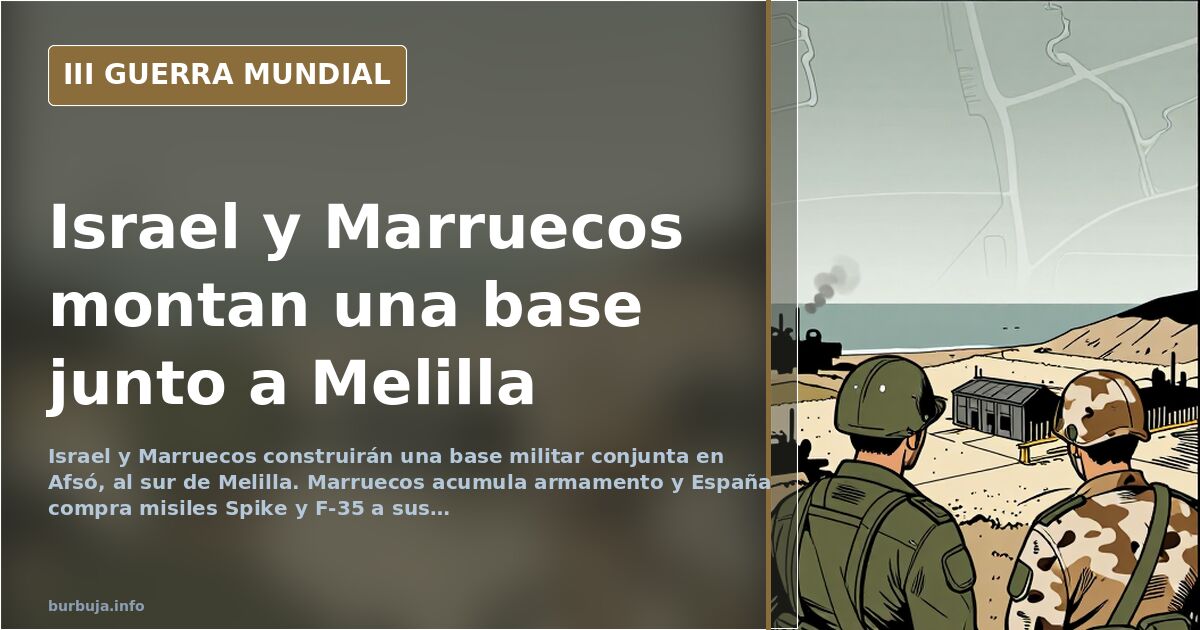 Mapa de la zona de Melilla con la localidad de Afsó marcada y siluetas de equipamiento militar junto al aeropuerto de Monte A