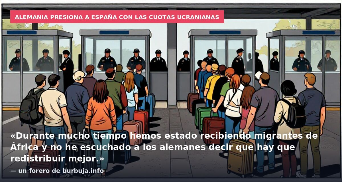 Alemania presiona a España con las cuotas ucranianas: «Durante mucho tiempo hemos estado recibiendo migrantes de África y no he escuchado a los alemanes decir que hay que redistribuir mejor.» — un forero de burbuja.info