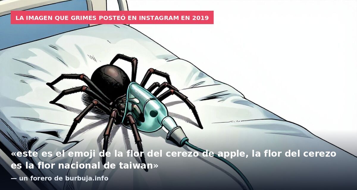 La imagen que Grimes posteó en Instagram en 2019: «este es el emoji de la flor del cerezo de apple, la flor del cerezo es la flor nacional de taiwan» — un forero de burbuja.info