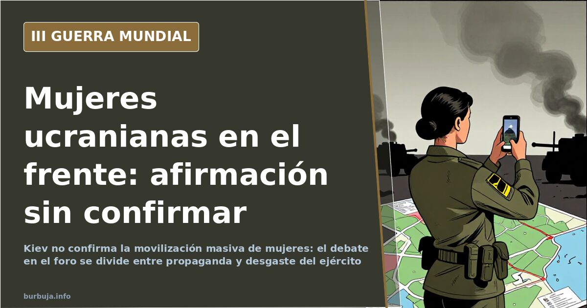 Silueta de mujeres con uniforme militar ante un horizonte con humo