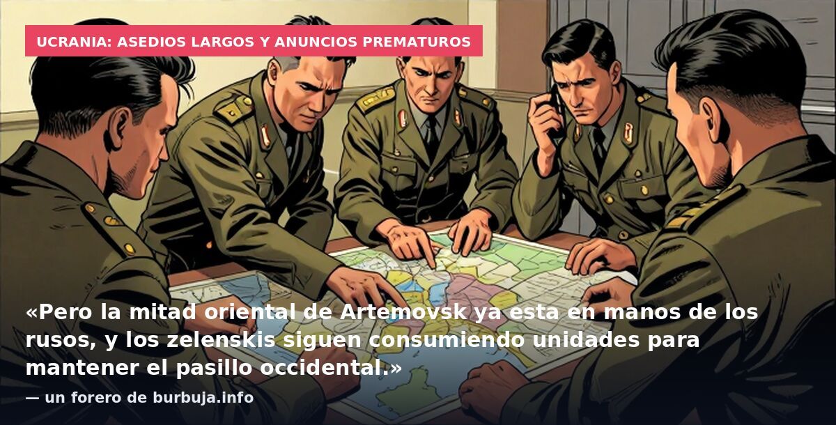 Ucrania: asedios largos y anuncios prematuros: «Pero la mitad oriental de Artemovsk ya esta en manos de los rusos, y los zelenskis siguen consumiendo unidades para mantener el pasillo occidental.» — un forero de burbuja.info