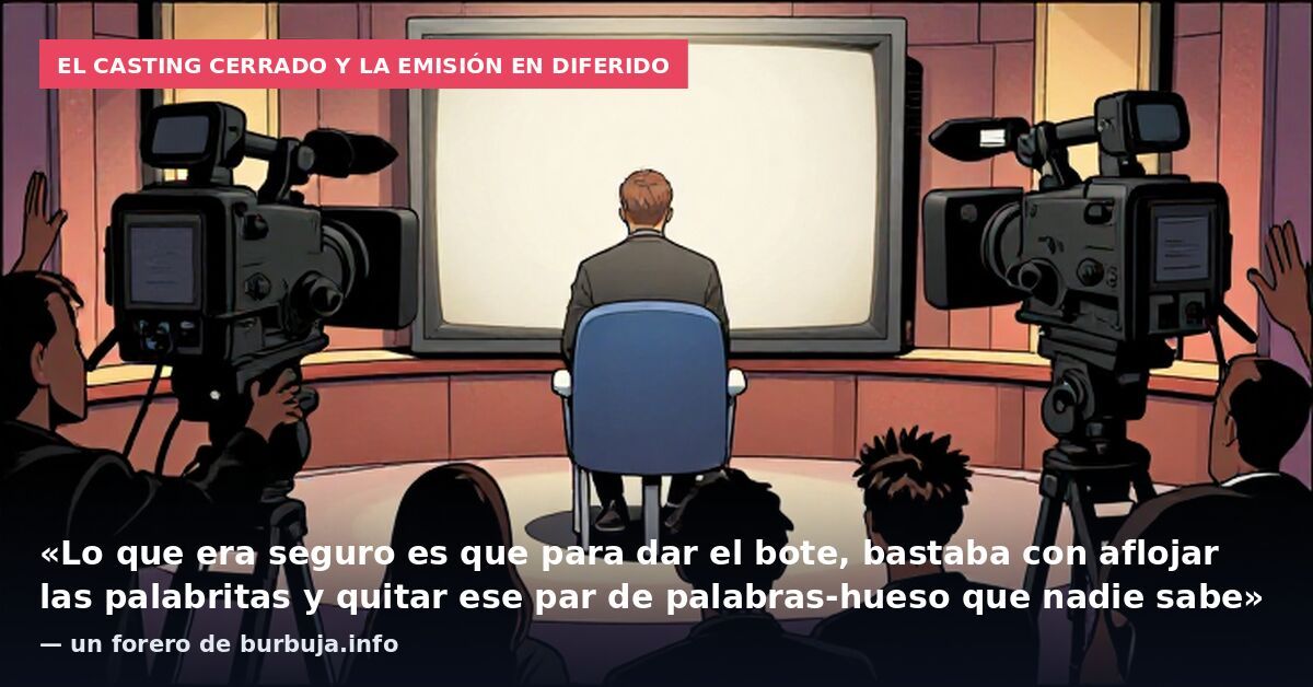 El casting cerrado y la emisión en diferido: «Lo que era seguro es que para dar el bote, bastaba con aflojar las palabritas y quitar ese par de palabras-hueso que nadie sabe» — un forero de burbuja.info