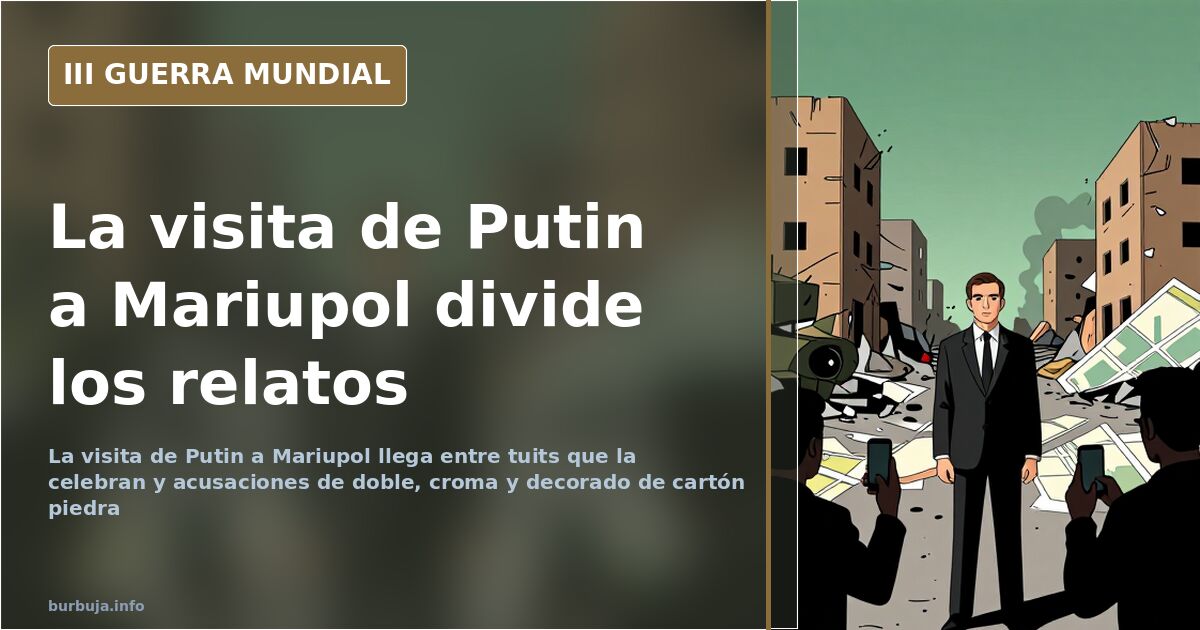 Imagen de la visita de Putin a Mariupol, con edificios reconstruidos de la ciudad