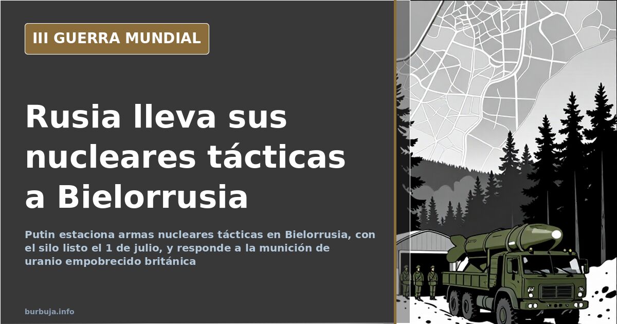 Mapa del este de Europa con Bielorrusia marcada y un silo de armas nucleares tácticas rusas junto a la frontera polaca