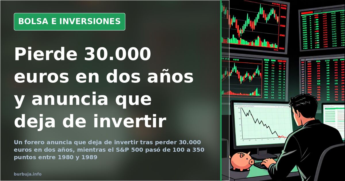 Gráfico de velas bursátiles en rojo y verde sobre fondo oscuro mostrando pérdidas de inversión en bolsa