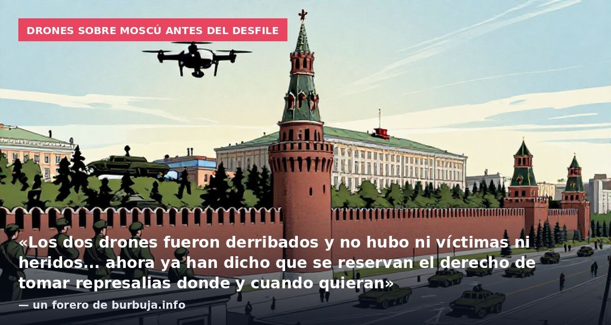 Drones sobre Moscú antes del desfile: «Los dos drones fueron derribados y no hubo ni víctimas ni heridos... ahora ya han dicho que se reservan el derecho de tomar represalias donde y cuando quieran» — un forero de burbuja.info