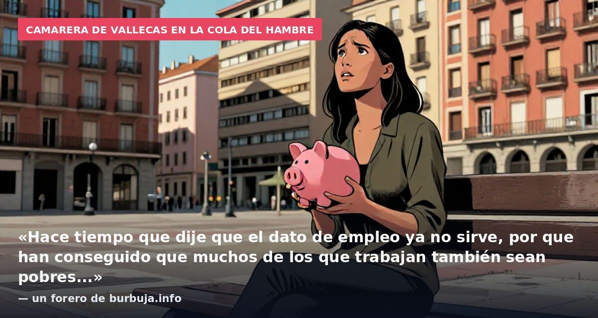 Camarera de Vallecas en la cola del hambre: «Hace tiempo que dije que el dato de empleo ya no sirve, por que han conseguido que muchos de los que trabajan también sean pobres...» — un forero de burbuja.info