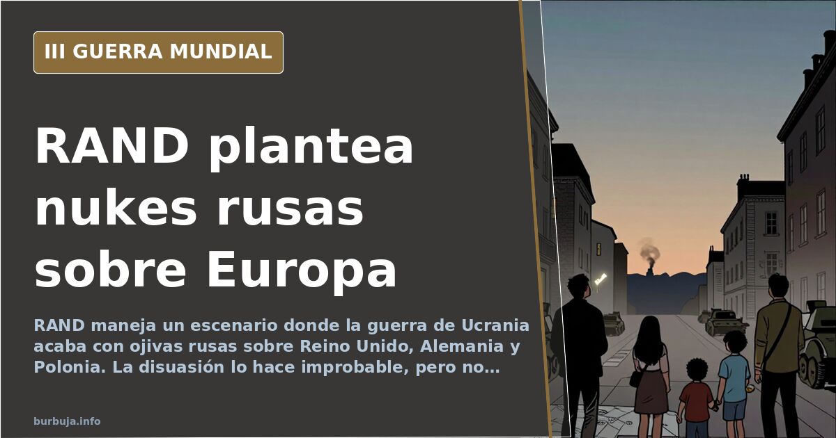 mapa de Europa con siluetas de bombarderos y columnas de humo sobre el este en una ilustración documental desaturada