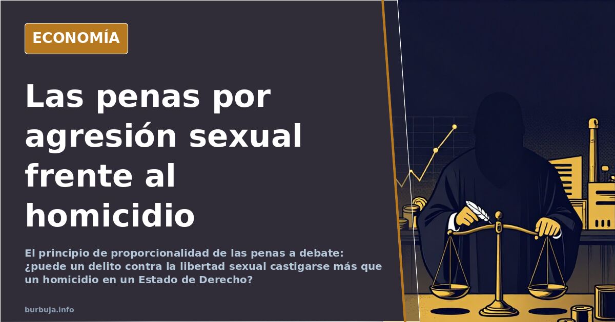 Ilustración editorial sobre la proporcionalidad de las penas con una balanza entre dos delitos del Código Penal