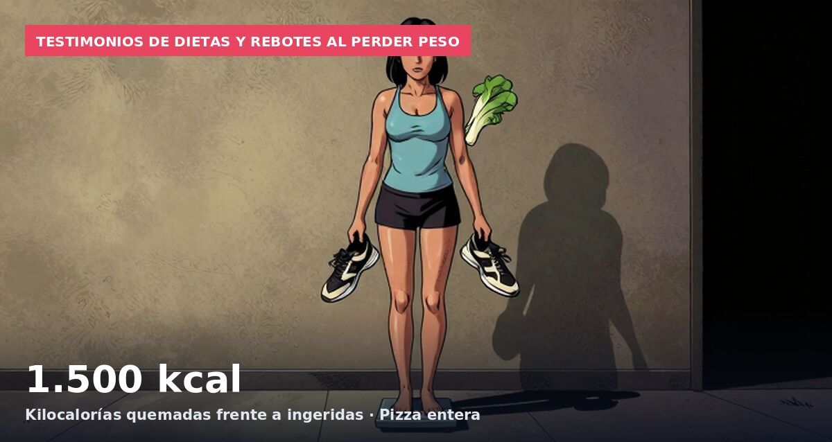 Testimonios de dietas y rebotes al perder peso: 1.500 kcal Kilocalorías quemadas frente a ingeridas · Pizza entera