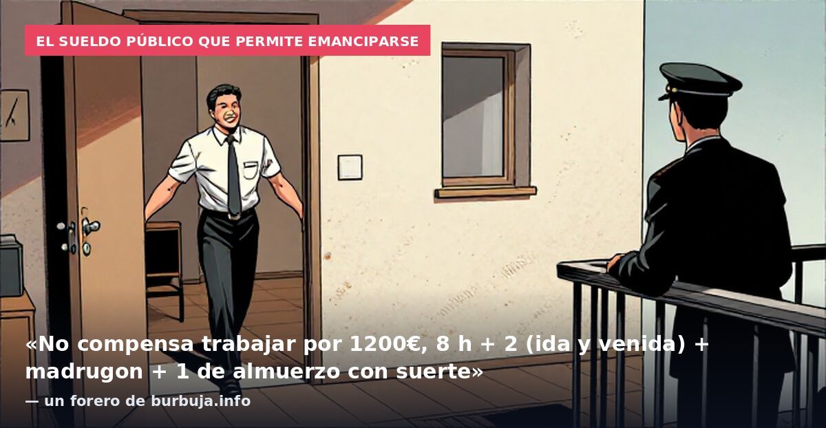 El sueldo público que permite emanciparse: «No compensa trabajar por 1200€, 8 h + 2 (ida y venida) + madrugon + 1 de almuerzo con suerte» — un forero de burbuja.info