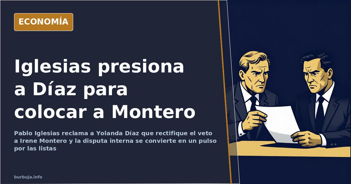 Ilustración editorial sobre el pulso entre Pablo Iglesias y Yolanda Díaz por el puesto de Irene Montero
