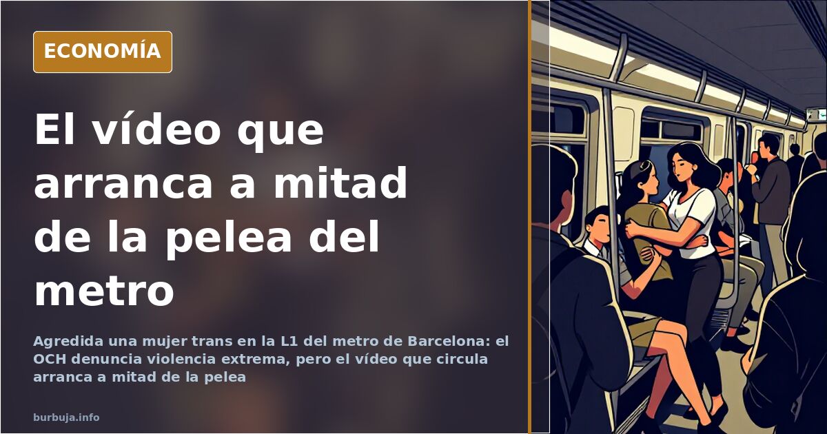 Interior de un vagón de metro con pasajeros observando una escena de tensión en la Línea 1 de Barcelona