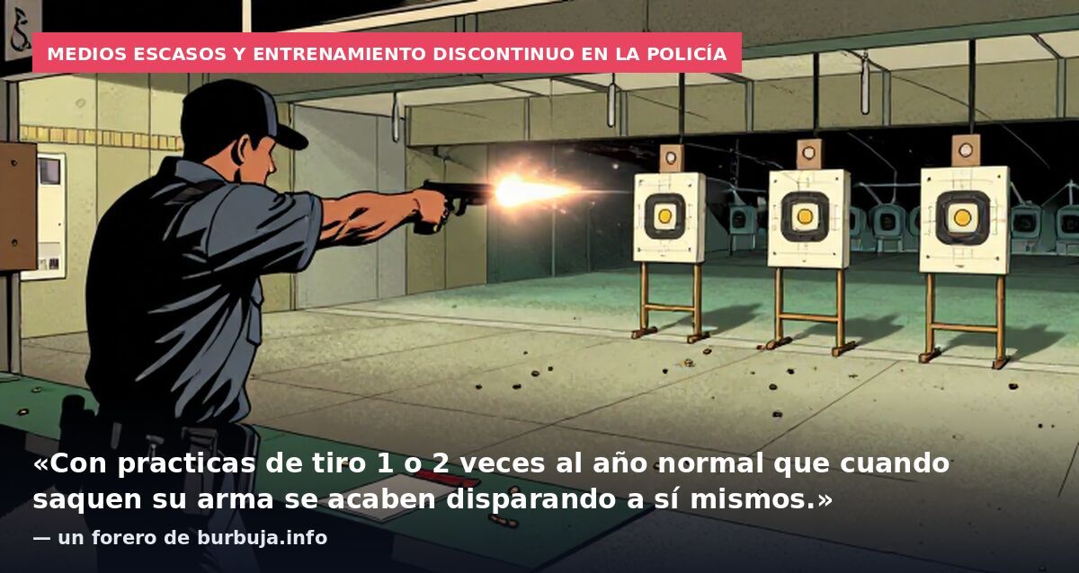 Medios escasos y entrenamiento discontinuo en la Policía: «Con practicas de tiro 1 o 2 veces al año normal que cuando saquen su arma se acaben disparando a sí mismos.» — un forero de burbuja.info