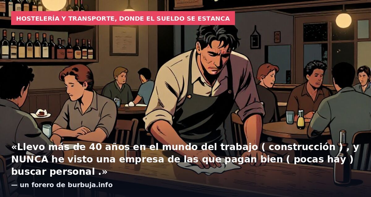 Hostelería y transporte, donde el sueldo se estanca: «Llevo más de 40 años en el mundo del trabajo ( construcción ) , y NUNCA he visto una empresa de las que pagan bien ( pocas hay ) buscar personal .» — un forero de burbuja.info