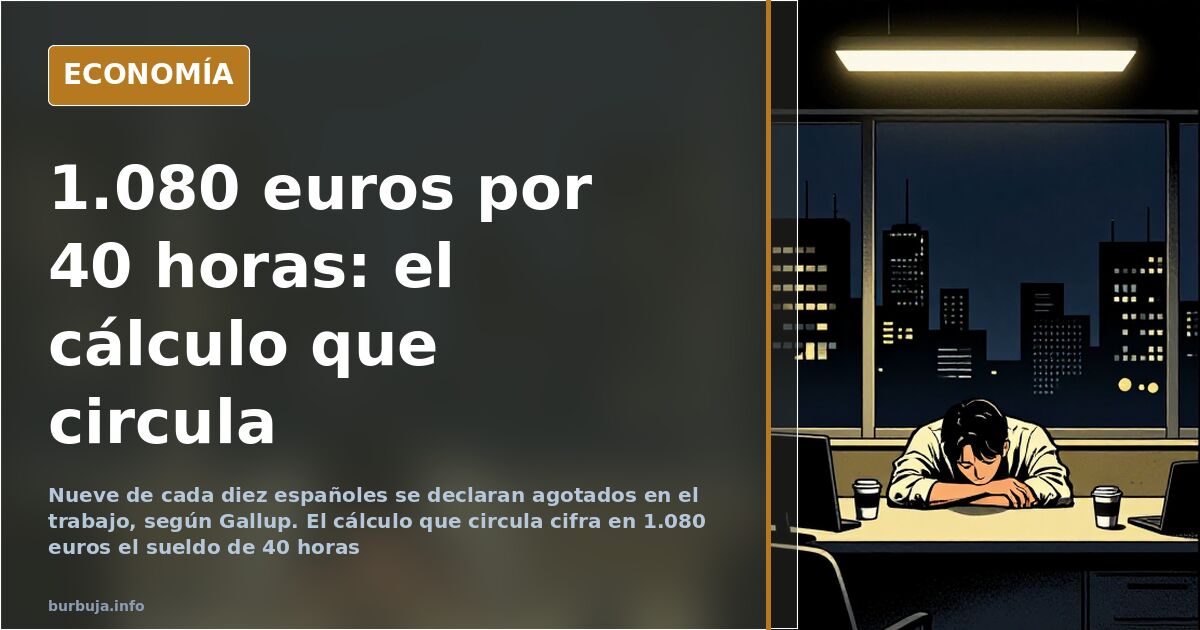 Ilustración editorial con un gráfico salarial en descenso, monedas y una zanahoria inalcanzable ante siluetas de fábricas
