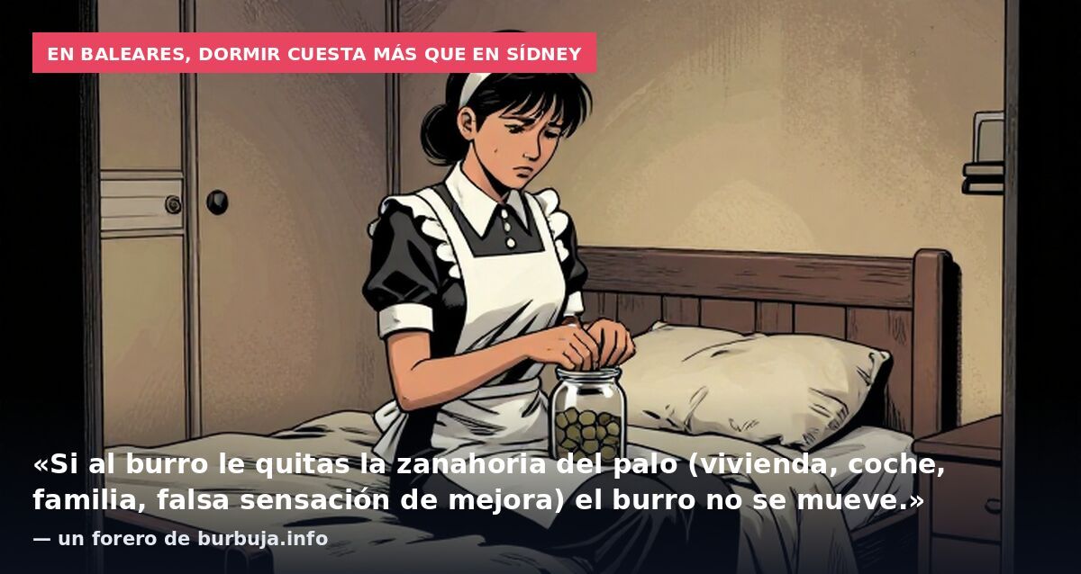 En Baleares, dormir cuesta más que en Sídney: «Si al burro le quitas la zanahoria del palo (vivienda, coche, familia, falsa sensación de mejora) el burro no se mueve.» — un forero de burbuja.info