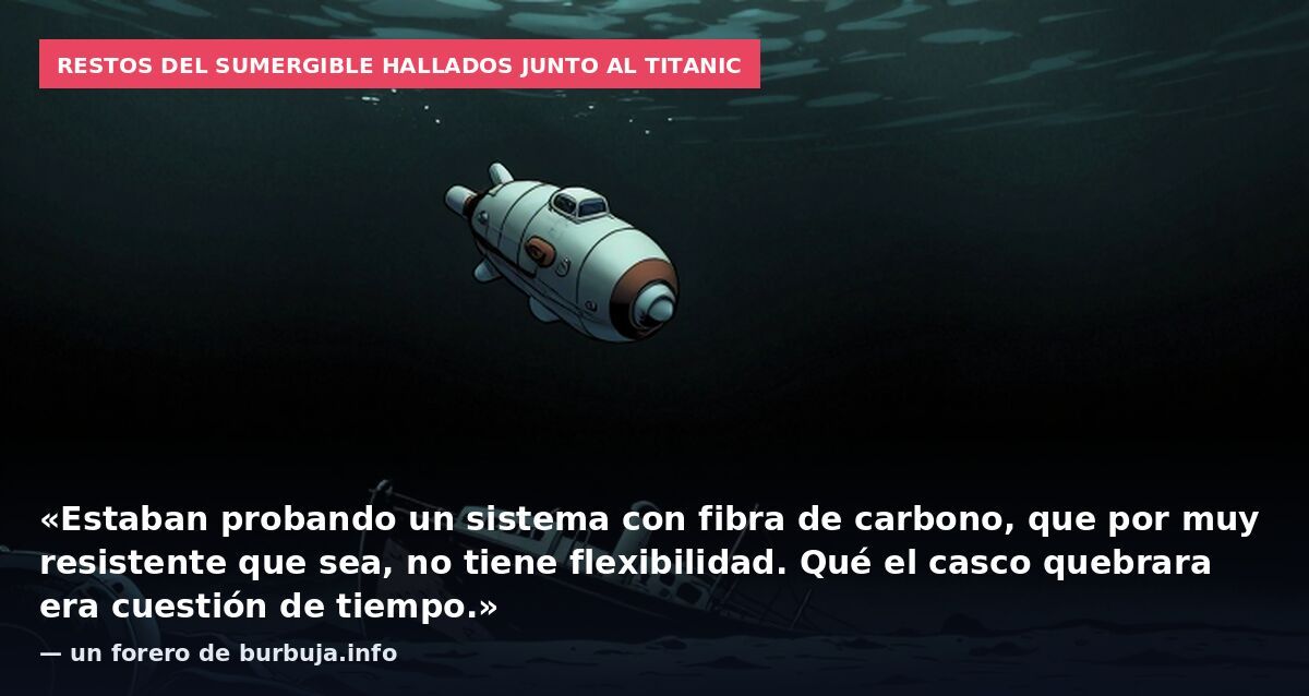 Restos del sumergible hallados junto al Titanic: «Estaban probando un sistema con fibra de carbono, que por muy resistente que sea, no tiene flexibilidad. Qué el casco quebrara era cuestión de tiempo.» — un forero de burbuja.info