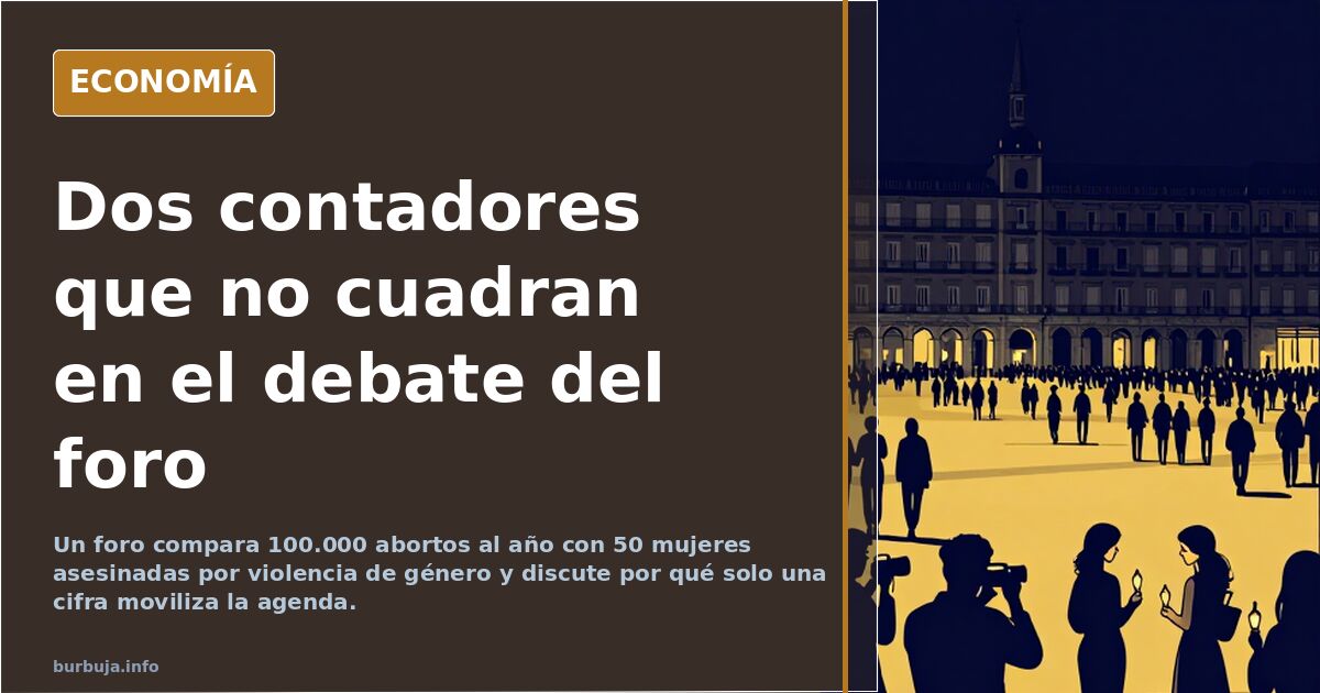 Ilustración editorial sobre el debate entre cifras de abortos y víctimas de violencia de género