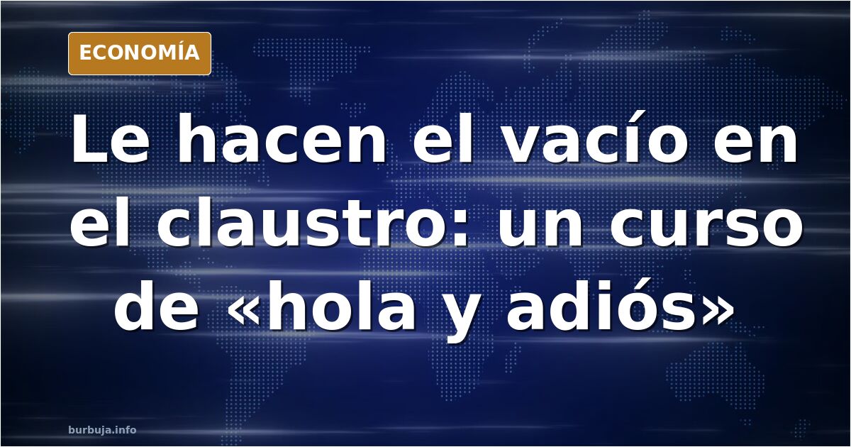 Ilustración editorial de un profesor solo en una sala de profesores vacía mientras un grupo de compañeros le da la espalda