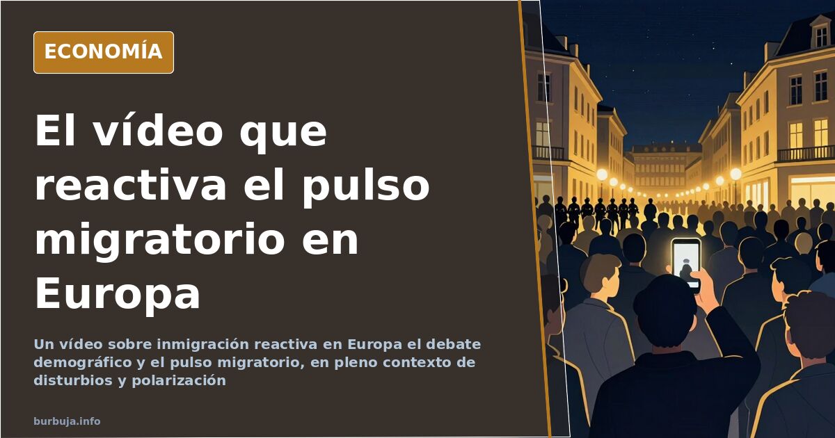 Ilustración editorial de un mapa de Europa reflejado en un espejo, símbolo del debate sobre migración y demografía europea