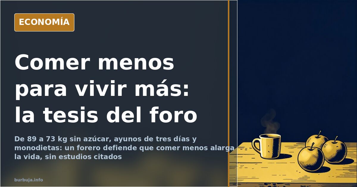 Plato vacío, taza de té verde y tres manzanas sobre mesa de madera, ilustración sobre comer menos y ayuno intermitente