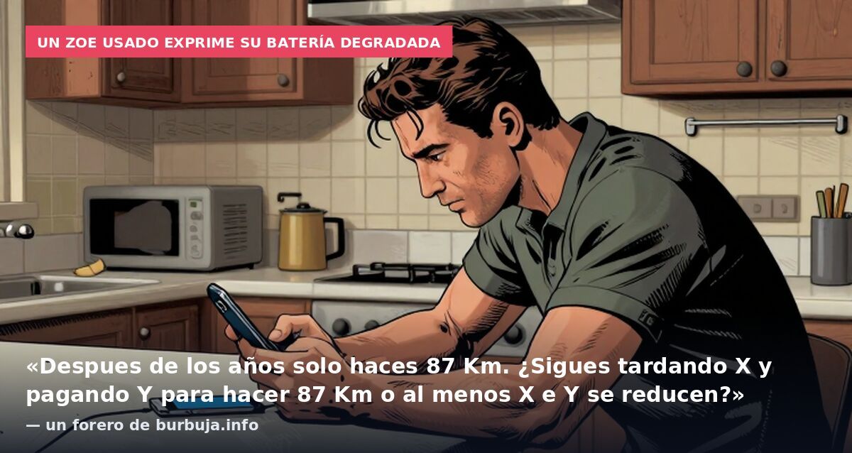 Un Zoe usado exprime su batería degradada: «Despues de los años solo haces 87 Km. ¿Sigues tardando X y pagando Y para hacer 87 Km o al menos X e Y se reducen?» — un forero de burbuja.info